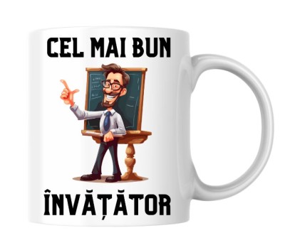 Cana alba personalizata - Cel mai bun invatator!, INOVATIX&amp;reg;. 330 ml foto