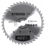 Strend Pro TCT 250x3.0x30/20 mm 40T, p&acirc;nza de ferăstrău pentru lemn, SK feliat