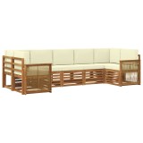 vidaXL Set canapea sectională cu pernă 6 pcs Natural și Crem 3384806