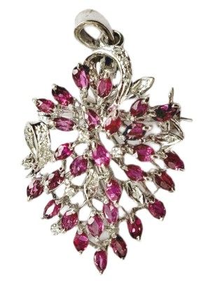 pandantiv/brosa din argint cu diamante si rubine foto