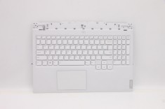 Carcasa superioara cu tastatura palmrest Laptop, Lenovo, Legion 5-15ACH6A Type 82NW, 5CB1D12364, AP1ZT000340, iluminata, alba, layout US
