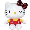 Jucarie din plus Hello Kitty cu salopeta rosie, Editie aniversara, 16 cm, Play By Play