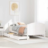 VidaXL Cadru de pat fără saltea, alb, 75x190 cm, lemn masiv de pin