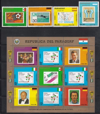 Paraguay 1988 - Istoria Cupei Mondiale de fotbal, Serie + MC SPECIALA, MNH foto