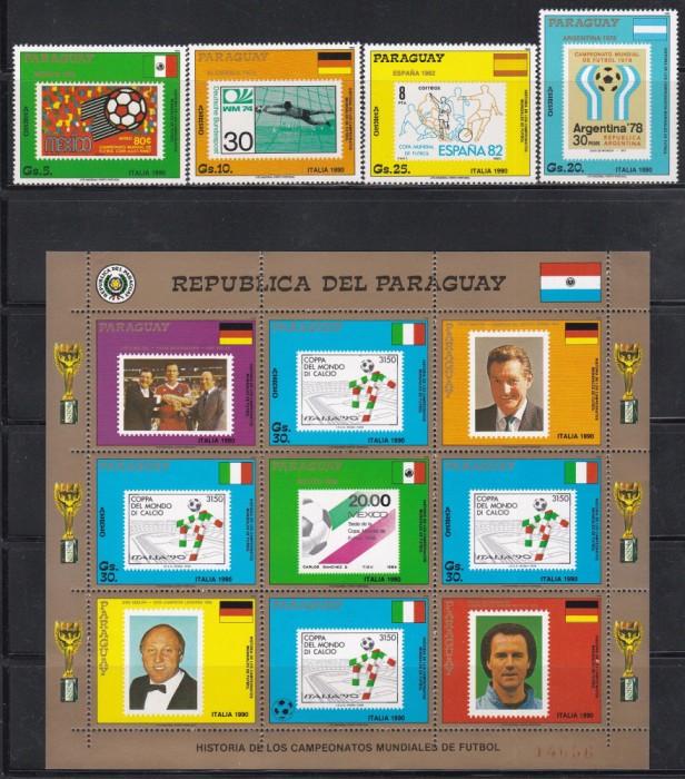 Paraguay 1988 - Istoria Cupei Mondiale de fotbal, Serie + MC SPECIALA, MNH