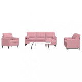 vidaXL Set canapele cu perne/rulouri, 4 piese, roz, catifea