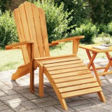 Scaun Adirondack de grădină, suport de picioare, lemn masiv tec