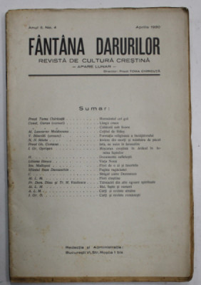 FANTANA DARURILOR , REVISTA DE CULTURA CRESTINA , no. 4 , 1930 foto