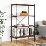 vidaXL Unitate de rafturi 4 niveluri, negru/lemn &icirc;nchis, 80x40x130 cm