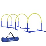 PawHut Echipament de Agilitate pentru C&acirc;ini, Set Portabil din 4 Piese pentru Antrenament, 95x88x64 cm, Albastru | Aosom Romania