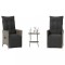 vidaXL Set bistro de grădină cu perne, 3 piese, gri, poliratan 365675