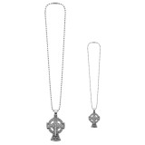 Cumpara ieftin Set 2 coliere argintii lungime lant 61 cm ajustabil cu cruce celtica 3 x 2 cm, pandantiv 2 fete, Rastignirea lui Iisus Hristos si Sfantul Arhanghel Mi
