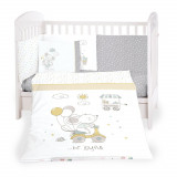 Set lenjerie patut KikkaBoo cu 6 piese si protectie laterala din burete 120x60 cm Joyful Mice