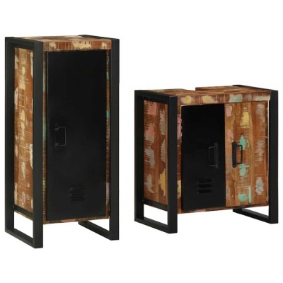 vidaXL Set de mobilier pentru baie cu raft 2 pcs Lemn masiv reciclat 3305605 foto