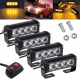 4 x 4 Led 12v 24v Lumina Stroboscopica de Avertizare de Urgenta Galben