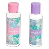 Set Sticle de Călătorie cu Model Frunze Tropicale, 100ml, 2 buc, CMCLASS