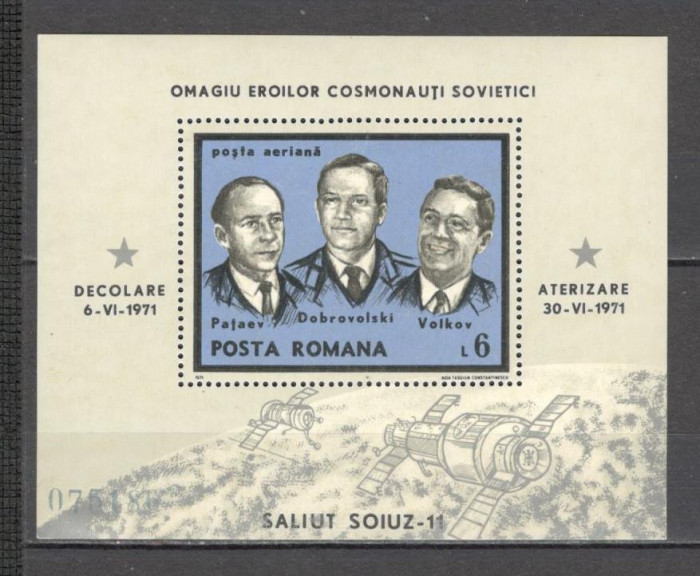Romania.1971 Cosmonautica:Soiuz 11-Bl. TR.337