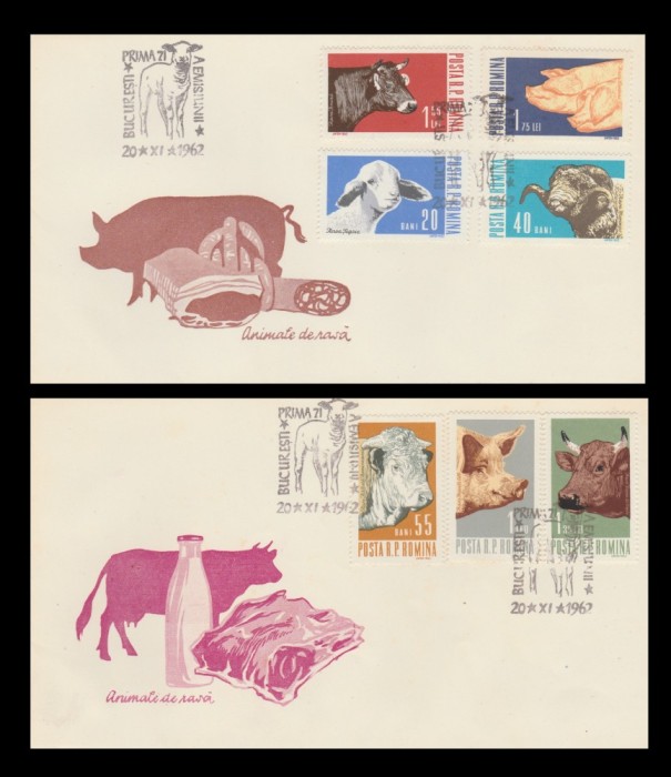 1962 Romania - 2 FDC Animale de rasa, LP 552