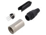 Conector XLR mufă tată PIN 6 drept pe cablu lipire argintat