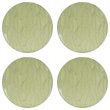 Set farfurii 4 piese din Plastic, Verde, diametru 25 cm, cu Model Frunze Tropicale