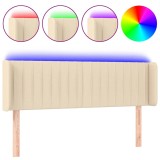 Cumpara ieftin Tablie de pat cu LED, crem, 147x16x78/88 cm, textil