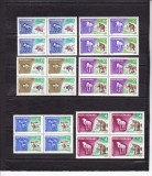 ROMANIA 1966 LP 641 ANIMALE PREISTORICE BLOCURI DE 4 TIMBRE MNH, Nestampilat