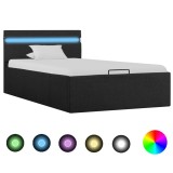 Gossi cadru pat hidraulic lada cu led gri inchis 100x200cm textil