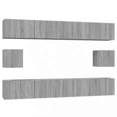 Set dulapuri TV, 6 piese, gri sonoma, lemn prelucrat