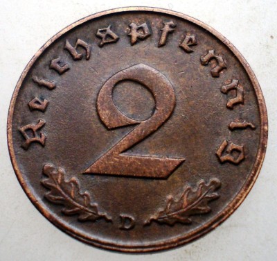 2.814 GERMANIA 2 REICHSPFENNIG 1938 D foto