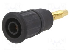 Conector banană 4mm soclu 32A 1kV neagră cu filet ST&Auml;UBLI