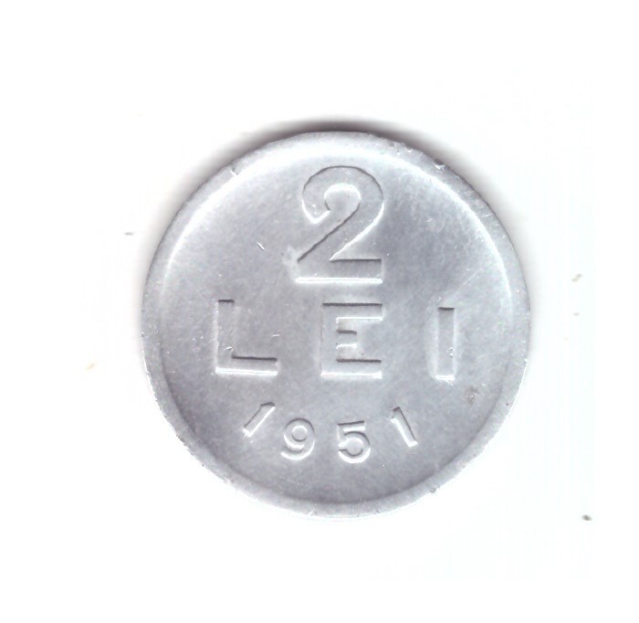 Moneda 2 lei 1951, stare foarte buna, curata