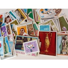 Plic filatelic - 100 de timbre, Romania stampilate