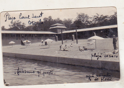 bnk cp Lacul Sarat - Vedera PLajei cu bazin - uzata 1930 foto