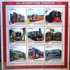 GUINEA-BISSAU 2001 - LOCOMOTIVE CHINEZESTI. BLOC MNH, DG10