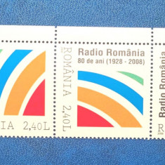 ROMANIA 2008 - SOC. ROMANA DE RADIODIFUZIUNE, 3 VALORI CU TETE BECHE - LP 1820