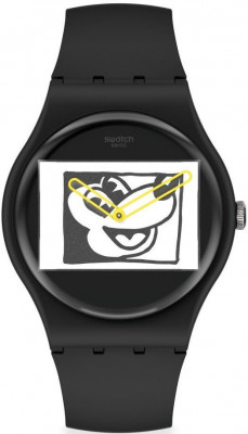 Ceas Swatch, Keith Haring Mickey Blanc Sur Noir SUOZ337 - Marime universala foto