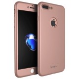 Full Cover 360&deg; fata,spate,geam sticla IPAKY pentru iPhone 7 Plus rose gold, iPhone 7/8 Plus, Plastic, Carcasa