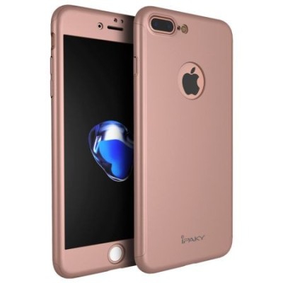 Full Cover 360&amp;deg; fata,spate,geam sticla IPAKY pentru iPhone 7 Plus rose gold foto