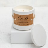 Lumanare parfumata handmade din ceara naturala de soia 100%, aroma Chihlimbar nordic, Recipient ceramic, 150 g