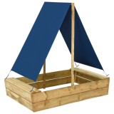 Groapa Nisip Copii vidaXL, Lemn Pin Tratata, Acoperis Protectie Solara, 80x60x97.5cm, Maro