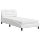 Cumpara ieftin Pat cu saltea, Hvar, alb, 80x200 cm, piele ecologica