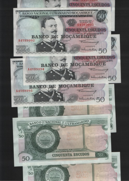 Mozambique Mozambic 50 escudos 1970 aunc/unc pret pe bucata