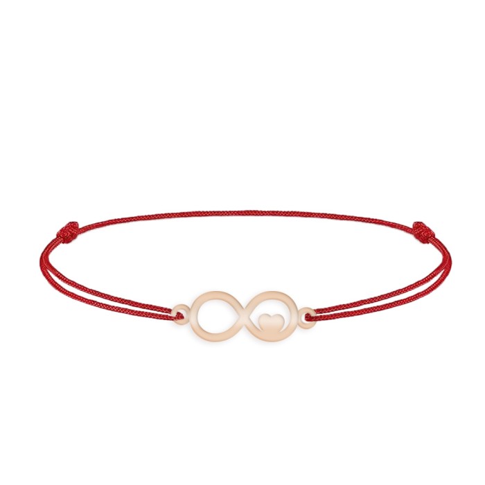 Bratara personalizata snur infinit si inimioara din argint 925 placat cu aur roz