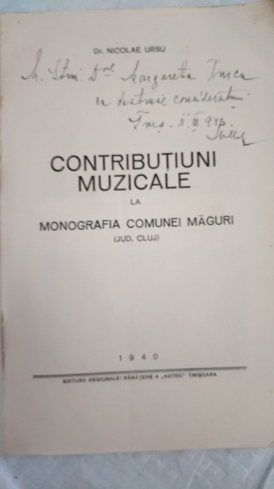 CONTRIBUȚIUNI MUZICALE LA MONOGRAFIA COMUNEI MĂGURI(JUD. CLUJ) - NICOLAE URSU-1940 AA