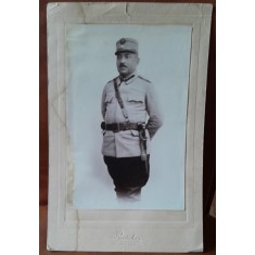 Fotografie pe carton, ofiter roman 1919, Campania de ocupare Budapesta