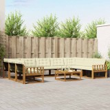 vidaXL Set de canapele de exterior cu pernă 10 pcs Natural și Crem 3369861