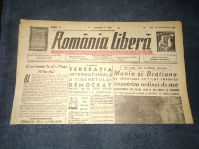 ZIAR ROMANIA LIBERA 10 NOIEMBRIE 1945 MITING MANIU BRATIANU foto
