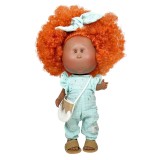 Papusa Nines D&#039;Onil, Mia, cu parul portocaliu cret, Afro, cu articulatii, cu