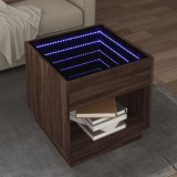 VidaXL Măsuță de cafea cu LED infinity, stejar maro, 50x50x50 cm