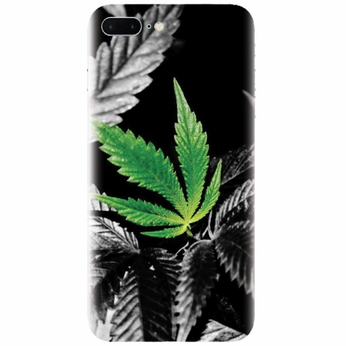 Husa silicon pentru Apple Iphone 8 Plus, Trippy Pot Leaf Green